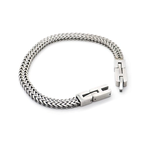 Bracciale da uomo a catena serpente in acciaio inossidabile argento 6mm con chiusura pieghevole