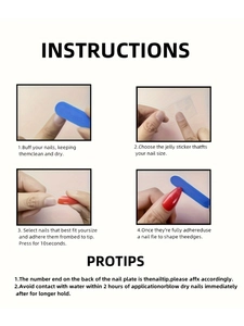 Step-by-step instructions guide for applying French heart press-on nails with glue