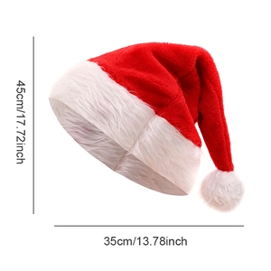 Plush LED glowing Christmas hat in red and white with dimensions 45cm by 35cm