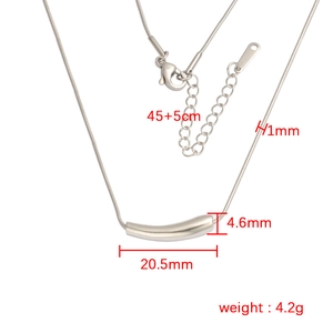 Silver twist tube pendant necklace dimensions showing 45+5cm length and 1mm chain width