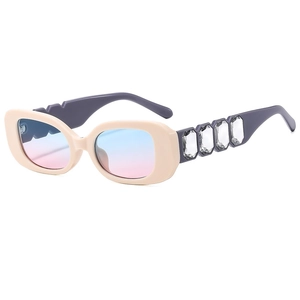 Chic square thick-frame sunglasses with rhinestone temples and gradient lenses