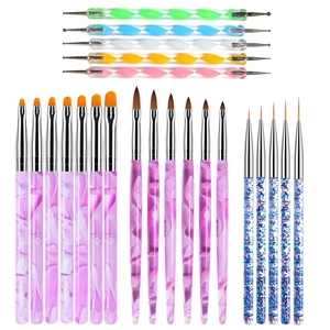 Professional Nail Art Brushes And Dotting Pens Acrylic Handle Glitter Design UV Gel Liner Painting Tool For Manicure