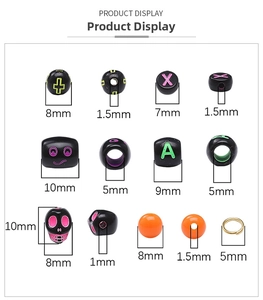 Detail view of 7-10mm Halloween beads and alloy charms with precise sizing specs
