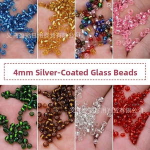 Detail view of 4mm silver-lined glass seed beads in eight colors for DIY jewelry making