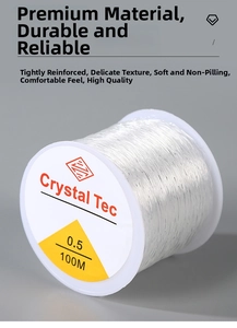 Detailed view of 0.5mm clear elastic cord on a 100M spool for DIY jewelry making