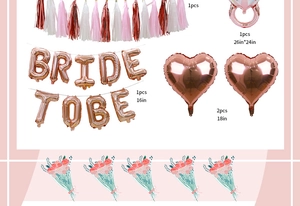 Rose gold bride to be balloon set with diamond ring and heart foil balloons for bridal shower
