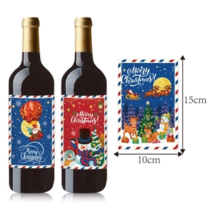 Étiquettes de bouteilles de vin Merry Christmas et carte cadeau pour décor de fête