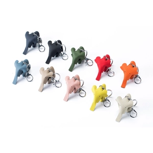 Group of colorful cute leather elephant keychains in ten vibrant colors for handbags