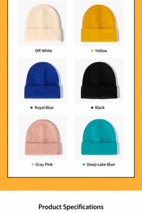 Grid display of winter knitted beanies in multiple vibrant colors for men and women.