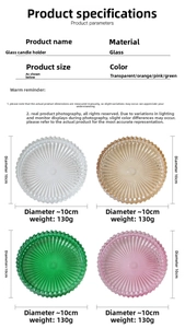 Tabella delle dimensioni per portacandele in vetro trasparente arancio rosa e verde