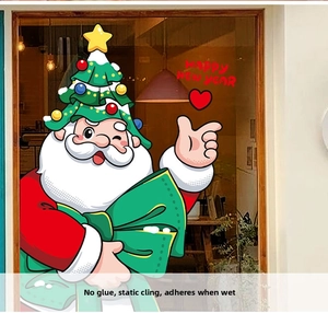 Static cling Christmas Santa decal for glass windows showing detailed water-adhesive film