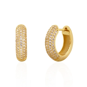 925 Sterling Silver Hoop Huggie Earrings For Women Full Pavé Cubic Zirconia Sparkling Micro Inlay High Quality Jewelry