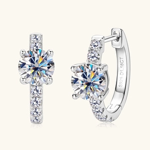 Detail view of S925 silver moissanite hoop earring showing the 1.18CT engraving mark