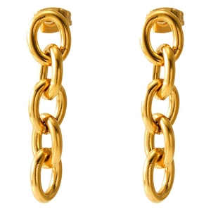 Boucles d'oreilles longues à chaîne à gros maillons en acier inoxydable plaqué or 18 carats