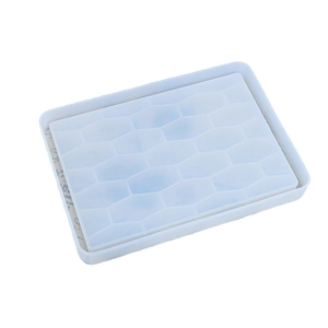 Translucent rectangular honeycomb silicone resin mold for DIY storage trays and crafts