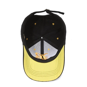 Classic black and yellow baseball cap with adjustable metal buckle and contrast brim