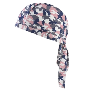 Pink camouflage durag headwrap for outdoor sports with long tail and breathable fabric