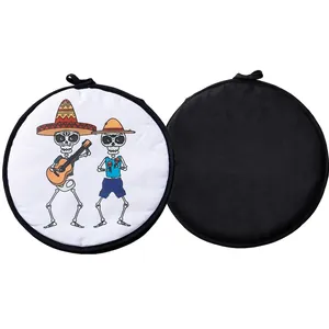 Insulated tortilla warmer bag with Mexican sugar skull pattern and hanging loop