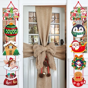 Festliche Weihnachts-Türbanner mit Weihnachtsmann und Schneemann für die Feiertage
