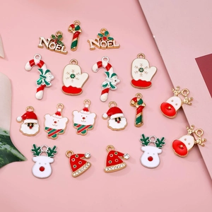 Set of 10 festive Christmas alloy enamel charms for DIY jewelry making and holiday decor