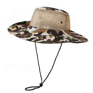 Cappello mimetico da giungla a tesa larga con rete traspirante per pesca e outdoor