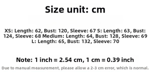 Detailed size chart for sequin patchwork women's blouse with CM to inch conversion guide