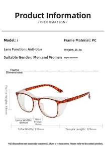 Detailed technical diagram showing dimensions and 25.3g weight for safety eyewear