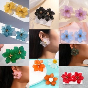 Vibrant 5.5cm oversized acrylic flower stud earrings in multiple colors for women