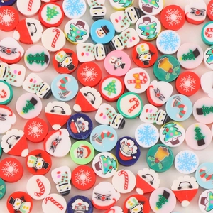 Christmas Polymer Clay Beads Mixed Santa Claus Snowman Christmas Tree Candy Cane Spacer Beads DIY Jewelry Making Crafts