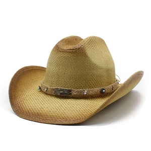 Chapeau De Cowboy En Paille Avec Boucle Scorpion Perles Turquoise Bord Large Protection Solaire Plage Hommes Femmes