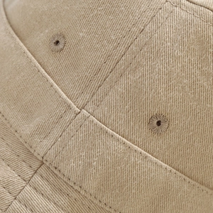 Unisex khaki cotton bucket hat with premium twill texture and reinforced stitching