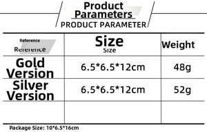 Detail view of product parameters for gold and silver Christmas bells with wooden handles