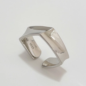 Minimalist 925 Sterling Silver Open Ring Geometric Square Adjustable Polished Fashion Jewelry For Women