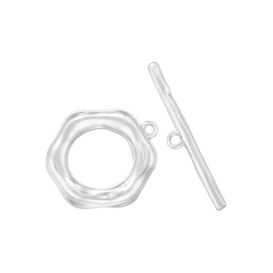Close-up of polished silver metal OT toggle clasp for vintage jewelry making