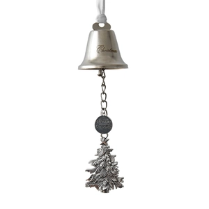Silver Christmas iron bell pendant with snowflake and reindeer charms for tree decoration
