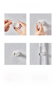 Step-by-step installation guide for wall-mounted mop holder with strong adhesive