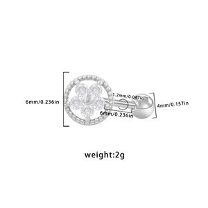 Technical diagram of heart butterfly barbell stud with detailed size and weight parameters