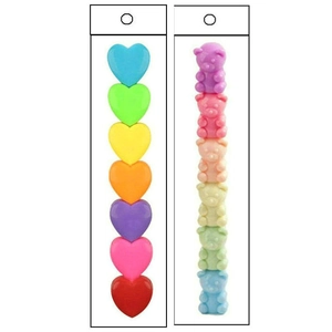 Stackable colorful heart and bear shaped highlighters in a minimalist set for kids