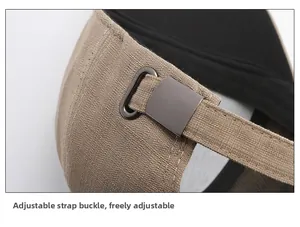 Macro detail of adjustable metal buckle and textured fabric on casual baseball cap