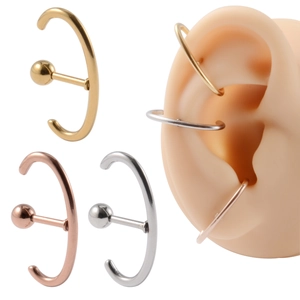Stainless Steel C-Shaped Stud Earrings Geometric Arc Helix Cartilage Piercing Hoop Minimalist Body Jewelry For Men Women