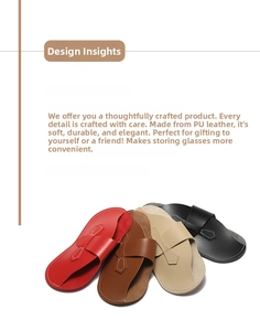 Étuis à lunettes portables en cuir PU en rouge, marron, crème et noir en détail