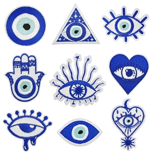 Evil Eye Embroidery Patches Iron On Applique Polyester Fabric Ethnic Turkish Style For Clothing Jackets Backpack Decoration