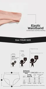 Detailed size chart for women cotton thongs showing waist and weight measurements