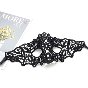 Detailed close-up of intricate black lace mask texture for masquerade party outfits