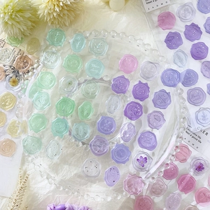 3D transparent wax seal stickers in macaron colors for scrapbooking and envelopes