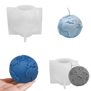 3D Earth Moon Sphere Silicone Mold For DIY Handmade Scented Candle Plaster Ornament Planet Theme Creative Soap Making