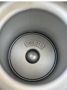 Macro shot of high-quality food-grade SUS 316 stainless steel interior of the vacuum flask