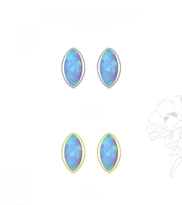 Detailed comparison of marquise-cut opal earrings in silver and gold finishes