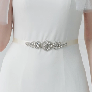 Luxury Rhinestone Flower Bridal Belt White Satin Ribbon Sash Sparkling Crystal Wedding Dress Belt For Women Wedding Party Jewelry Accessories