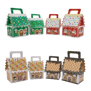 Boîtes Cadeaux Bonbons Noël Papier Kraft Forme Maison Pain Épice Emballage Biscuits Portable Fête Vacances